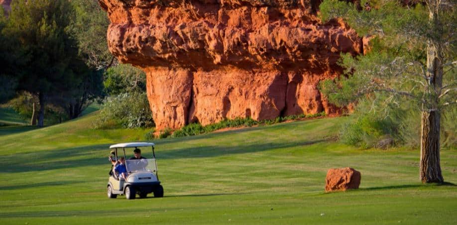 golf cart driving on a course in St. George Utah