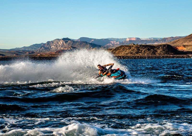 man on a jet ski at Sand Hollow Resort in St. George