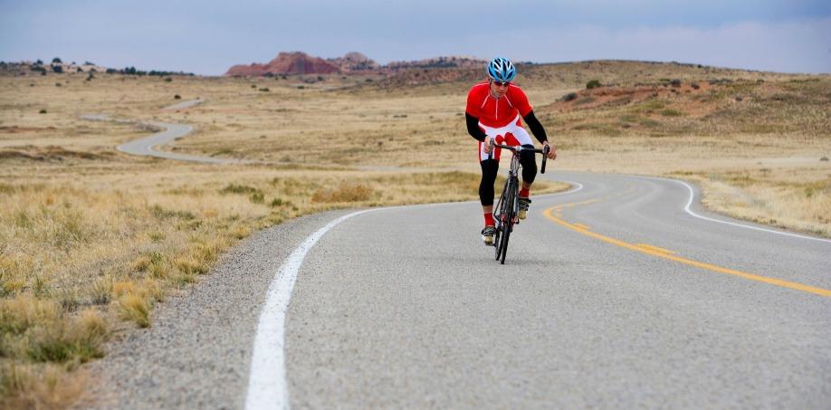 man biking on road in St. George Utah